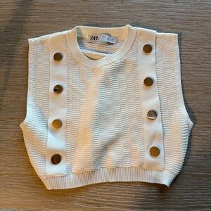 Zara Cream Knit Top with Silver Accents